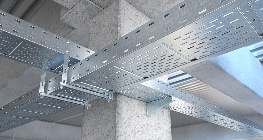 Suspension bracket for cable tray, cable ladder and wide span systems OBO