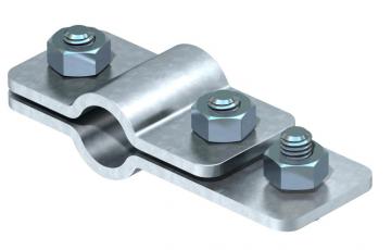 Connection clamp for earth rod on flat conductor FT