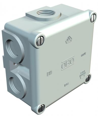 Junction box, B 9/B M, with thread 73x73x35 | 7 | IP54 | Light grey; RAL 7035