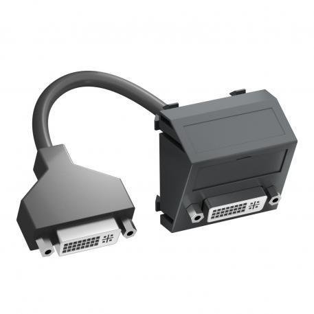 DVI-I connection, 1 module, slanting outlet, with connection cable Sloping |  | Miscellaneous | Black-grey; RAL 7021