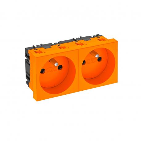 0° socket, with earthing pin, double 2 | Double 0° | Pure orange; RAL 2004