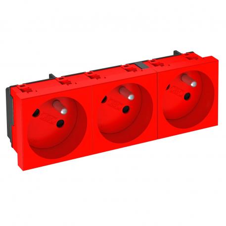 33° socket, with earthing pin, triple 3 | Triple 33° | Signal red; RAL 3001