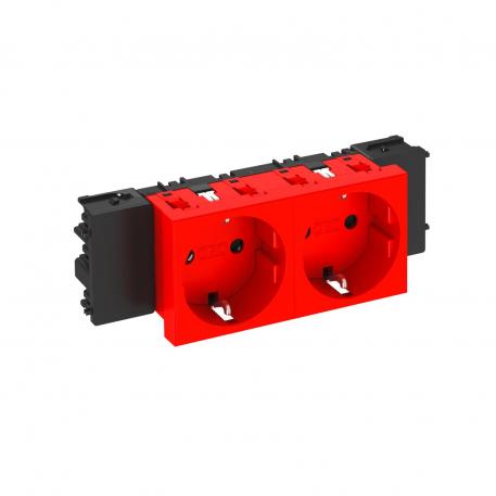 Socket 0°, Connect 45, protective contact, double 2 | Double 0° | Signal red; RAL 3001