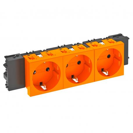 Socket 0°, Connect 45, protective contact, triple 3 | triple 0° | Pure orange; RAL 2004