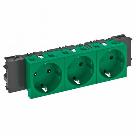 Socket 0°, Connect 45, protective contact, triple 3 | triple 0° | Mint green; RAL 6029