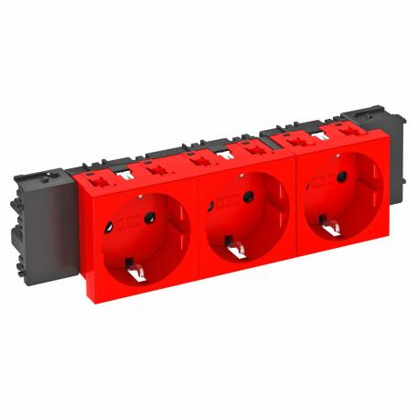 Socket 0°, Connect 45, protective contact, triple 3 | triple 0° | Signal red; RAL 3001