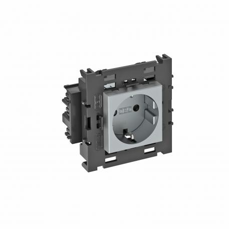 Socket 0°, Connect 80, protective contact, single 1 | Single 0° | Aluminium painted