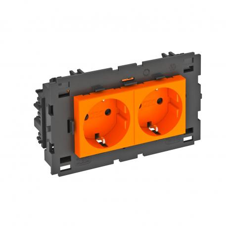 Socket 0°, Connect 80, protective contact, double 2 | double 0° | Pure orange; RAL 2004