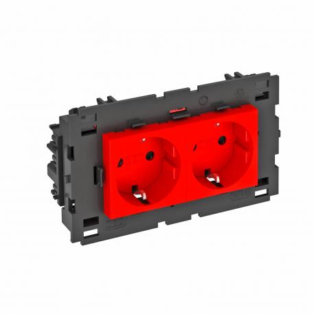 Socket 0°, Connect 80, protective contact, double 2 | double 0° | Signal red; RAL 3001