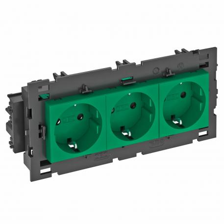 Socket 0°, Connect 80, protective contact, triple 3 | triple 0° | Mint green; RAL 6029