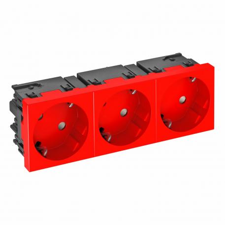 Socket 33°, Connect 45, protective contact, triple 3 | triple 33° | Signal red; RAL 3001