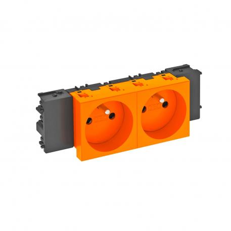 0° socket, Connect 45, with earthing pin, double 2 | Double 0° | Pure orange; RAL 2004