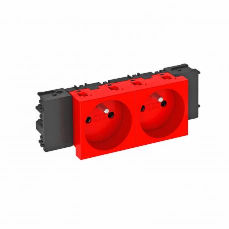 0° socket, Connect 45, with earthing pin, double 2 | Double 0° | Signal red; RAL 3001