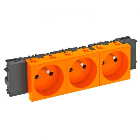 0° socket, Connect 45, with earthing pin, triple 3 | Triple 0° | Pure orange; RAL 2004