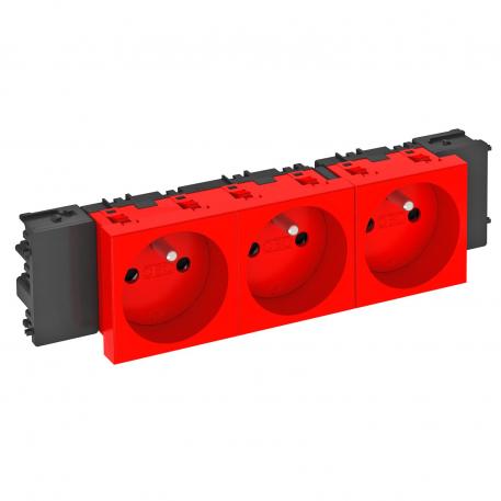 0° socket, Connect 45, with earthing pin, triple 3 | Triple 0° | Signal red; RAL 3001