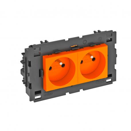 0° socket, Connect 80, with earthing pin, double 2 | Double 0° | Pure orange; RAL 2004