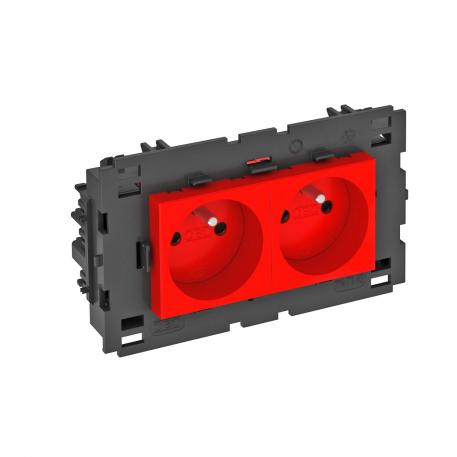 0° socket, Connect 80, with earthing pin, double 2 | Double 0° | Signal red; RAL 3001