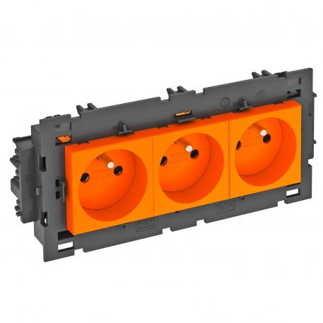 0° socket, Connect 80, with earthing pin, triple 3 | Triple 0° | Pure orange; RAL 2004