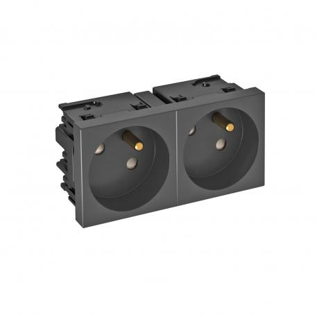 33° socket, Connect 45, with earthing pin, double, black-grey 2 | Double 33° | Black-grey; RAL 7021