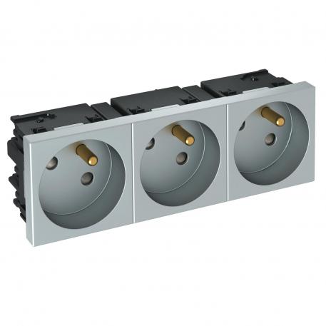 33° socket, Connect 45, with earthing pin, triple, aluminium painted 3 | Triple 33° | Aluminium painted