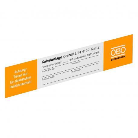 Identification plate for maintenance of electrical function German