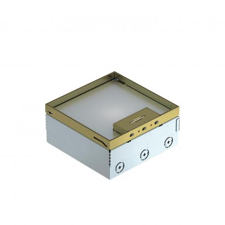 UDHOME4 floor box, with universal support UT3, triple protective contact socket, brass