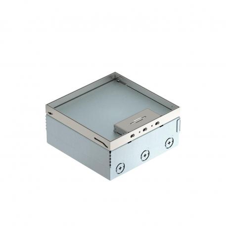 UDHOME4 floor box, with universal support UT3 45 3, triple protective contact socket, stainless steel