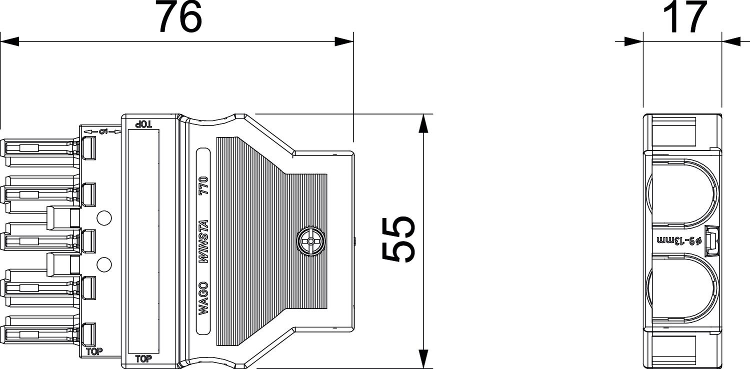 Socket section 5-pin, black | OBO