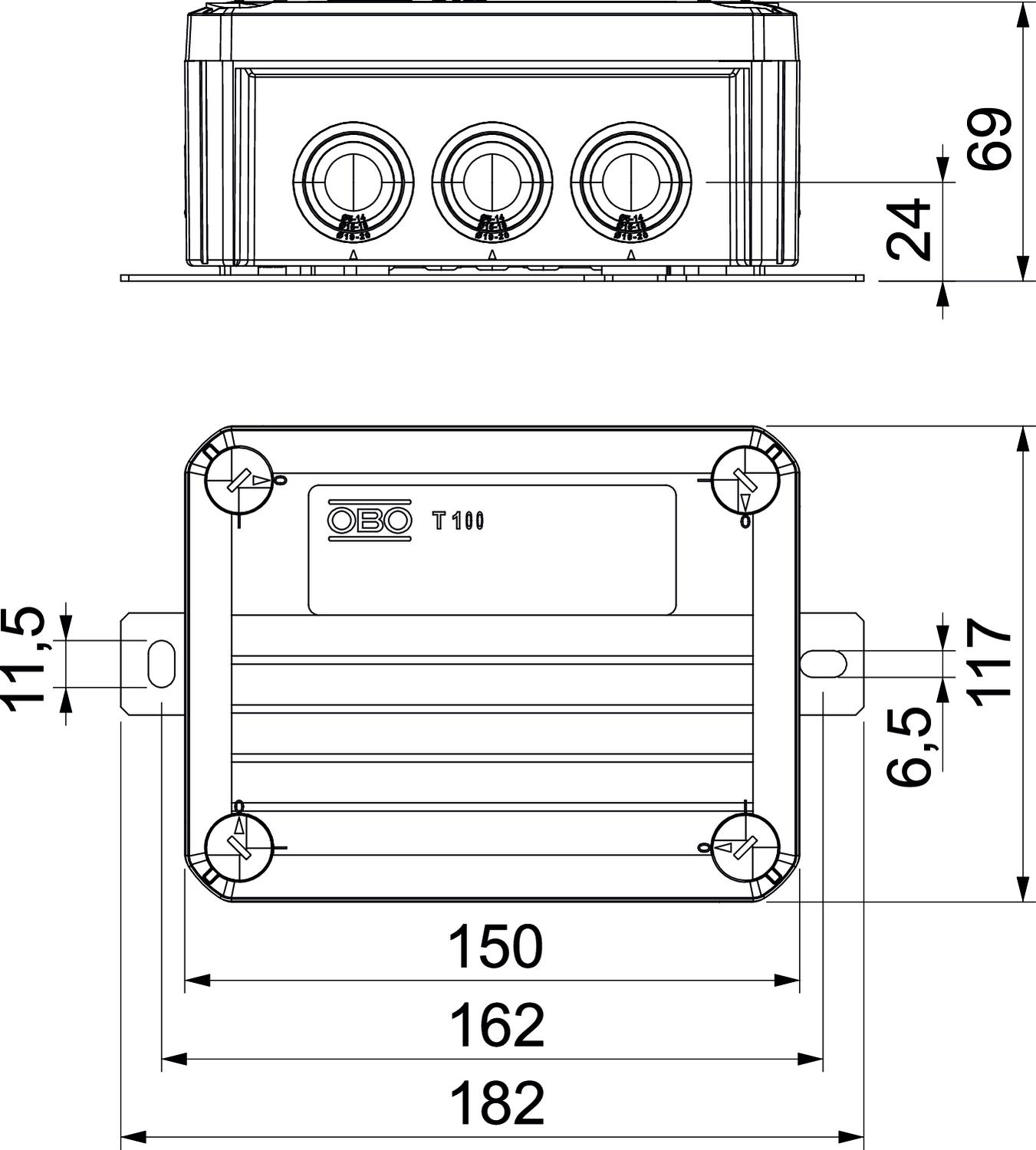 FireBox T100, with plug-in seals, for data technology, 4x8 | OBO